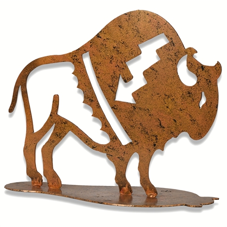 Steel Buffalo Sculpture – Southwestern Design with Rust Rustic Finish