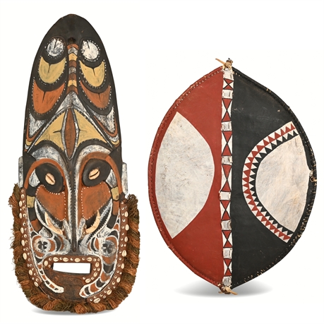 Vintage Tribal Mask & Shield