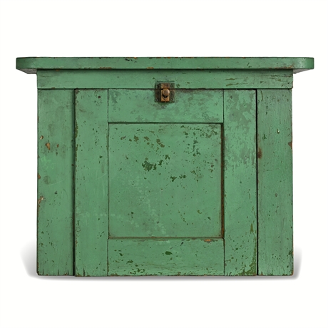Antique Apple Green Wall Cupboard w/ Drop Door