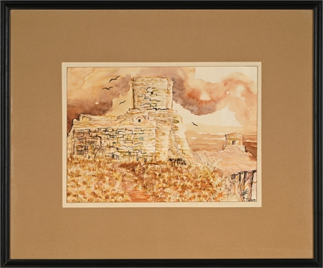 Eva Klein-Lamb Tulum, City of the Dawn — “Secret Temples” Series, Colored Ink
