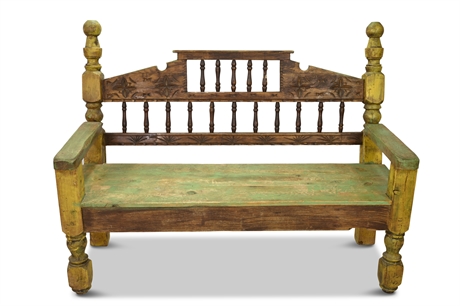Rustic Carved Bench