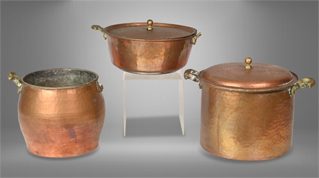 Vintage Hammered Copper Pot; Hammered Copper Cooking Vessels