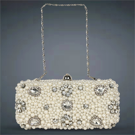 Pearl & Rhinestone Clutch by Kate Lerdey