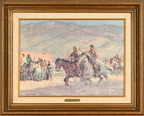Oscar Berninghaus Sunday Race Giclee Framed Western Scene