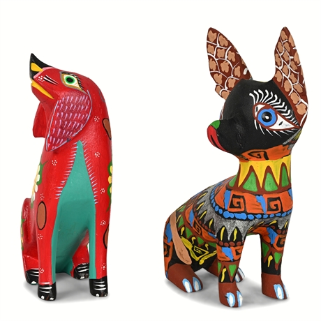 Copal Red Dog Alebrije Signed Roberta Ángeles – Oaxaca Folk Art