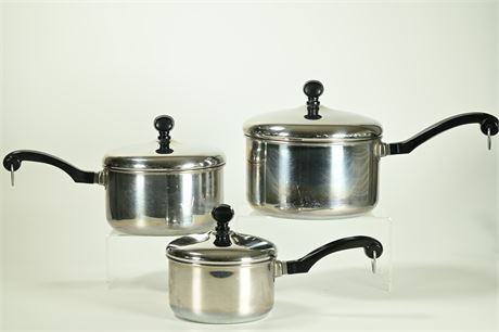 Set of Farberware Aluminum Clad Stainless Steel Pots with Lids