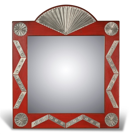 Wood and Pressed Tin Mirror