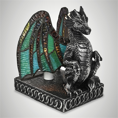Wind & Weather Dragon Lamp Stained Glass Wings Gothic Fantasy