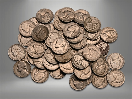 (64) 1940's & 1950's Jefferson Nickels