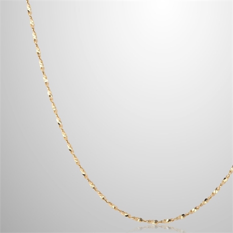 14K Yellow Gold Twisted Curb (Singapore) Chain Necklace, 16", 2.2g