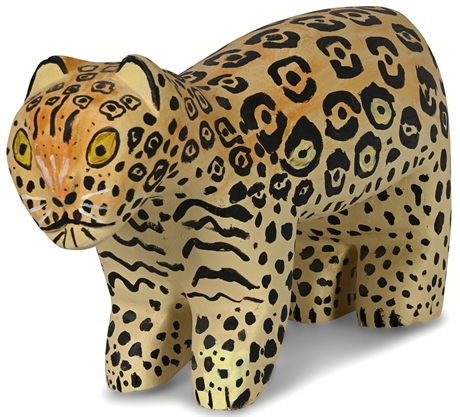 Harry Benally Navajo Carved Jaguar Sculpture