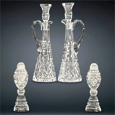 Cut Glass Cruettes & Salt & Pepper Shaker Set