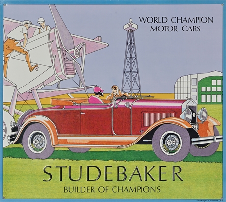Modern Tin Studebaker Sign 'Builder of Champions'
