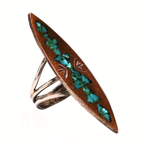 Copper & Crushed Turquoise Ring