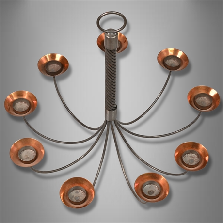 Contemporary Copper & Steel Tealight Chandelier