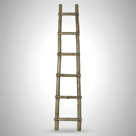 Rustic Kiva-Style Wood Ladder w/ Sinew Lashings – 84"