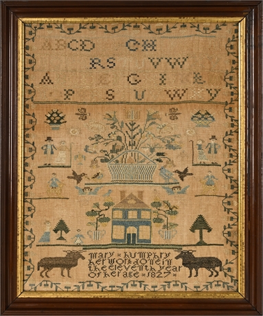 1827 Mary Humphry Needlework Sampler, Framed