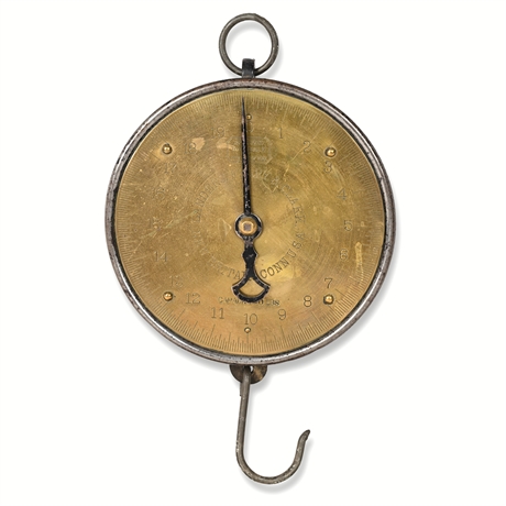Landers Frary & Clark Brass Dial Hanging Scale, 20 lb, c. 1915
