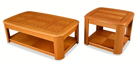 Palliser Lift-Top Cocktail Table & Side Table Set – Oak Veneer, Hidden Storage