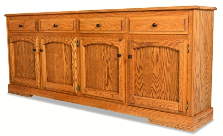 Classic Oak Credenza with Faux Marble Top