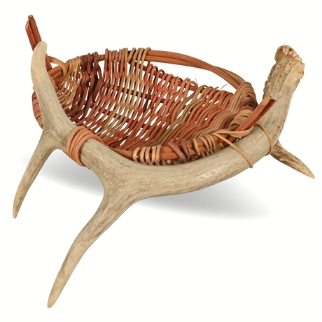 Artisan Made Basket with Antler