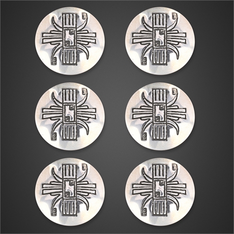 Set of 6 Hopi Sterling Silver Button Covers, .75", 21.7g