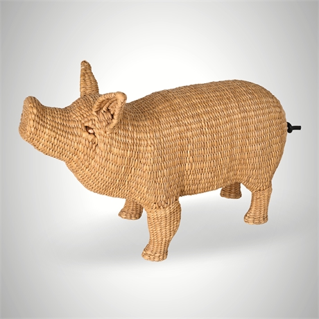 Mario López Torres Woven Rattan Pig Sculpture, Taller Ihuatzio, ca. 1974