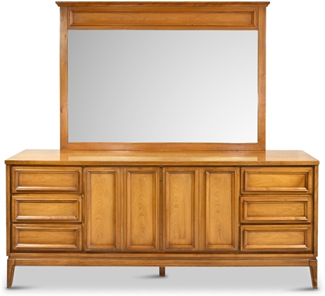 Dixie Mid Century 9 Drawer Dresser with Mirror
