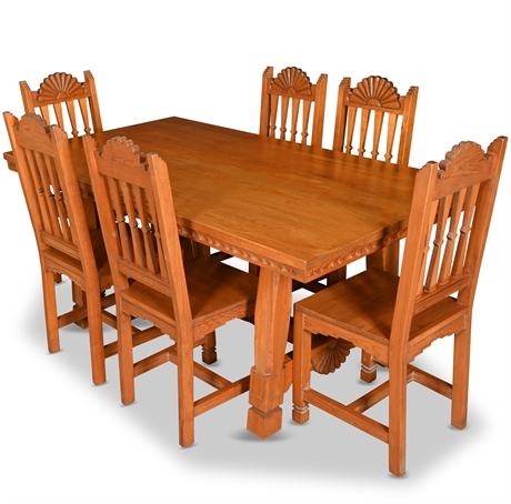 Taos Carved Ponderosa Pine Dining Set