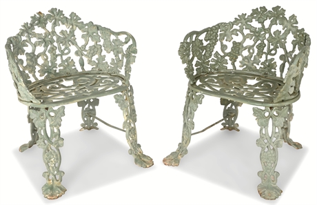 Antique Cast Iron Grapevine & Leaf Garden Chairs