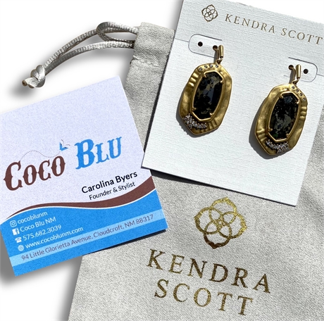 Kendra Scott Vintage Gold and Black Pyrite Earrings