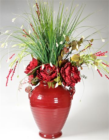 Faux Floral Arrangement in Ceramic Vase