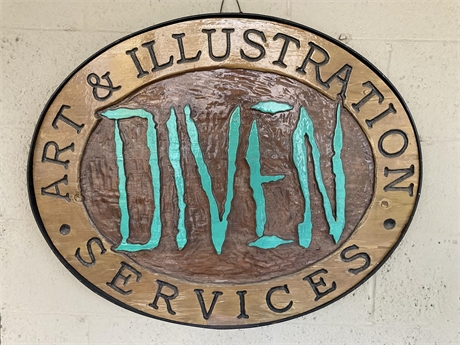 Diven Art & Illustration Carved Sign - Bob Diven Original