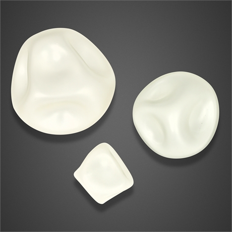Blown Glass Organic 3D Wall Art – Matte White Glass Wall Sculpture Set – 3 Piece