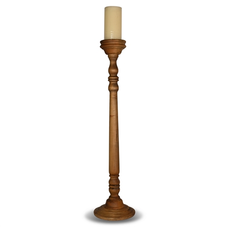 41" Solid Wood Turned Floor Candlestick