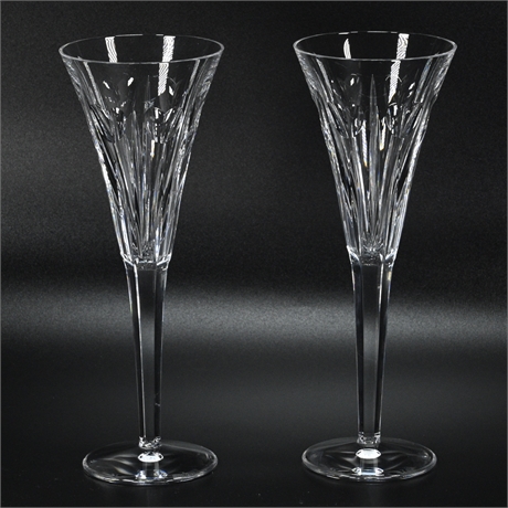 Pair Waterford Crystal Champagne Glasses