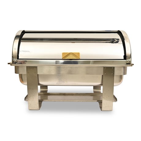 Winco C-5080 8 Qt. Full-Size Roll Top Chafer with Gold Accents