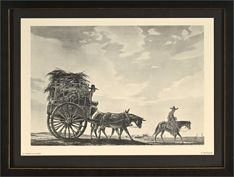 Tom Lea “Feedcart for the Bulls” 1968 Lithograph – Ranch Scene