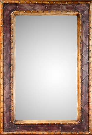 Rustic Leather Trimmed Mirror