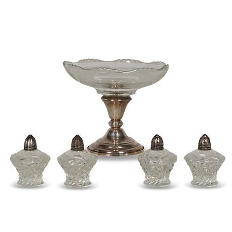 Sterling Compote & Salt Shakers
