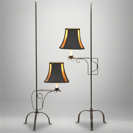 Pair Colonial Style Iron Floor Lamps