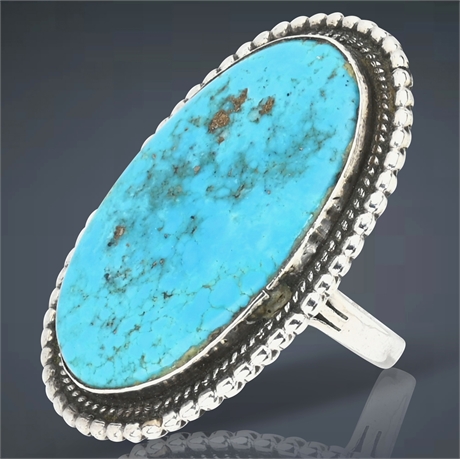 Vintage Navajo Turquoise & Sterling Silver Statement Ring