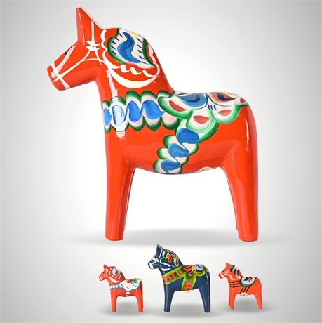 Set of 4 Swedish Dala Horses – Färnäs, Nils Olsson & Grannas Makers