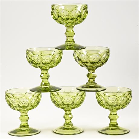 (6) Vintage Imperial Glass Verde Green Sherbets