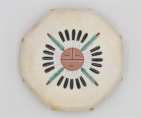 Frank Martin Painted Cochiti Drum, Navajo Artist