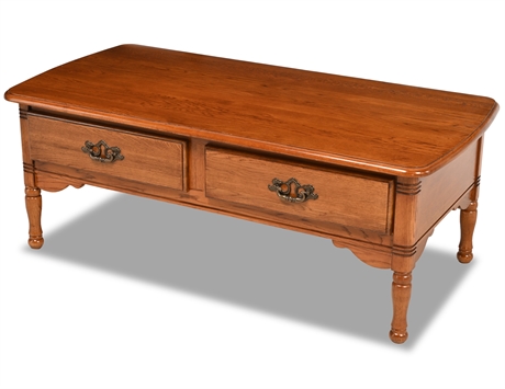 Classic Four-Drawer Oak Cocktail Table