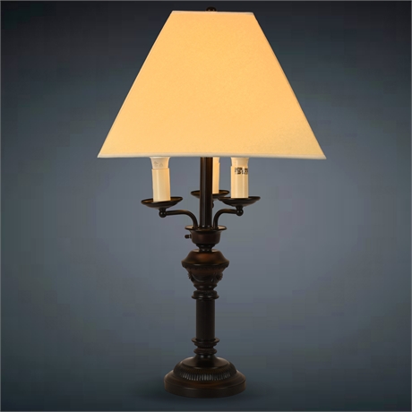 Elegant Ebonized Metal Candelabra Table Lamp