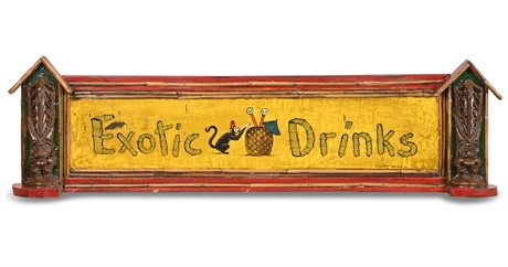 'Exotic Drinks' Vintage Tiki Bar Sign