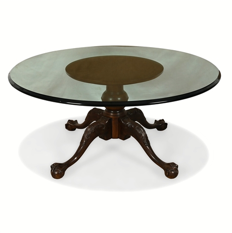 Henredon Chippendale-Style Coffee Table – Claw & Ball Feet, Beveled Glass Top