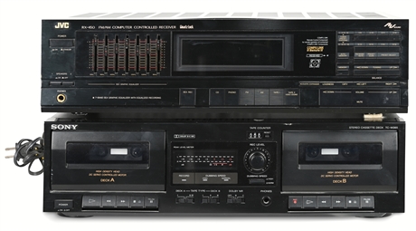 Sony Stereo Cassette Deck & JVC Stereo Receiver